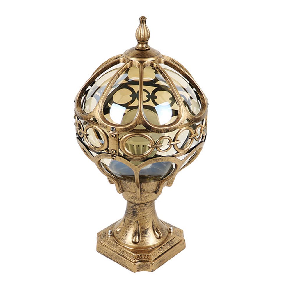 Lámpara de poste victoriana de latón con columnas esféricas y diseño premium de 8,6"