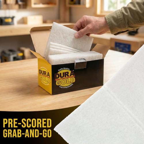 Image of Dura-Gold Premium 6 inch x 9 inch White Light Duty Scuff Pads, Box of 10 - Final Scuffing, Scouring, Cleaning, Cleansing Surfaces, Preparation - Automotive Paint Clearcoat Blending, Auto Body, Woodworking