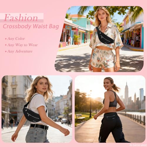 Image of MAXTOP Large Crossbody Fanny Pack Belt Bag for Women Men with 4-Zipper Pockets Gifts for Enjoy Sports Yoga Running Workout Walking Casual Travel Wallets Fashion Waist Pack Phone Bag