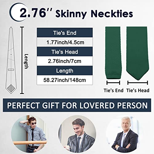 Image of Mantieqingway Pointed Knit Ties for Men Pure Color 2.76'' Skinny Neck Tie Formal Business Knitted Tie for Daily Wedding Party
