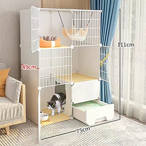 Cage pour chat avec bac à litière intégré | Parc modulable intérieur pour chatons et lapins - 7