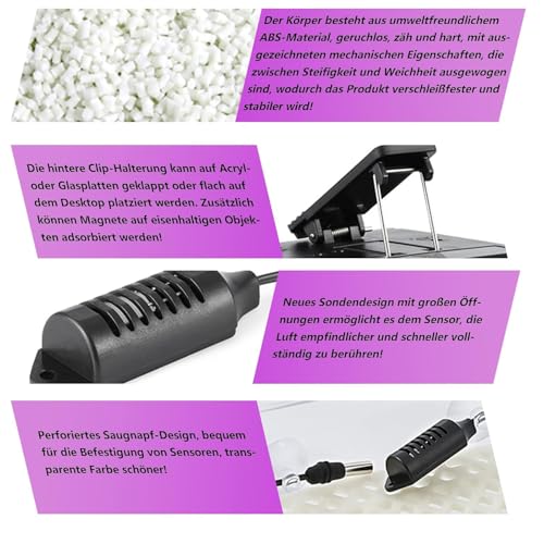 GERUI Digital-Thermo-/Hygrometer,Innen Temperatur Luftfeuchtigkeitsmessgerät Tragbares Hydrometer Feuchtigkeit für Terrarien,Reptilien, Haustiere,Wohnzimmer