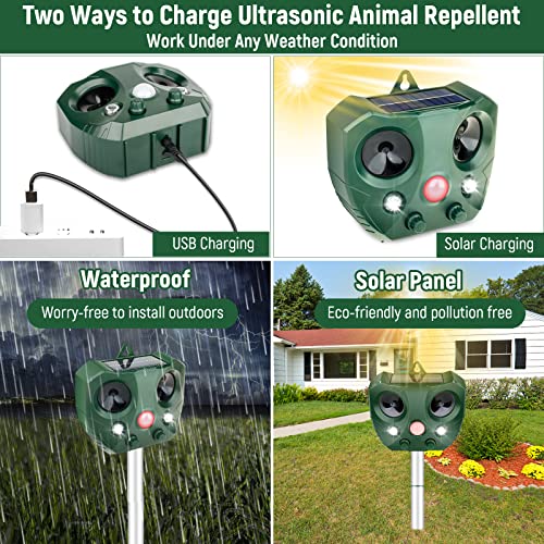 Animal Repellent Outdoor,2026 Deer Repellent Devices Cat Repellent with Motion Detection and LED Flashing Light and Sound,Squirrel Repellent Outdoor Raccoon Repellent Repel,Raccoon,Skunk,Rabbit,Rodent - Thumbnail 7