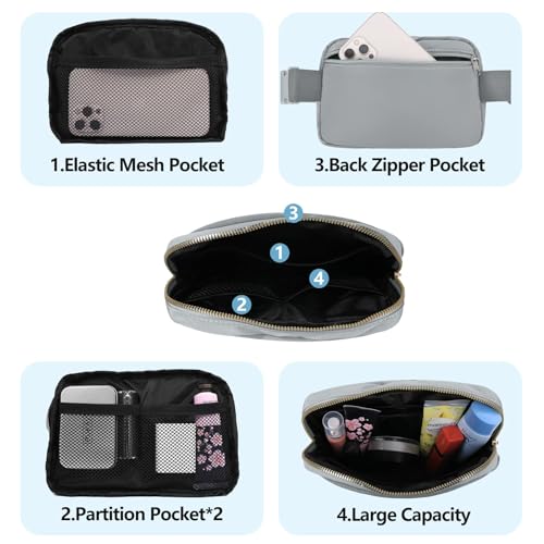 Image of VOROLO Fanny Pack For Women And Men Crossbody Bag Belt Bag Light Grey