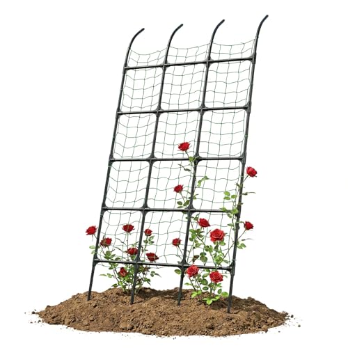 popsea 8.8ft Leaning Garden Trellis, No-Drill Lean-to Design for Climbing Plants | PE-Coated...