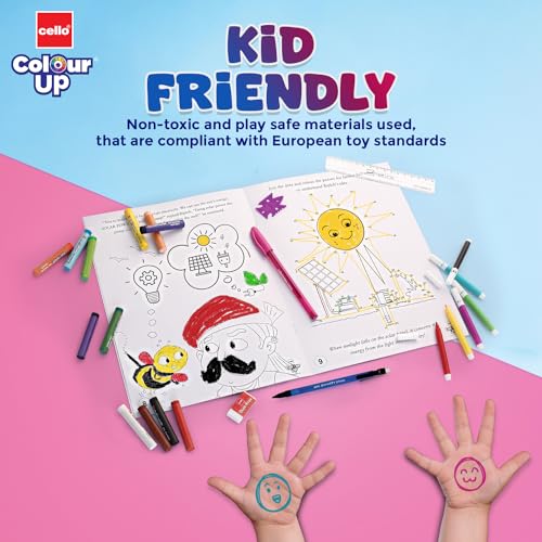 Cello ColourUp Celebration Kit | Colour Set for Kids with Crayons, Sketch Pens, Coloured Pens & Activity Book | Perfect for Kids Gifting & New Year Gift - Image 5