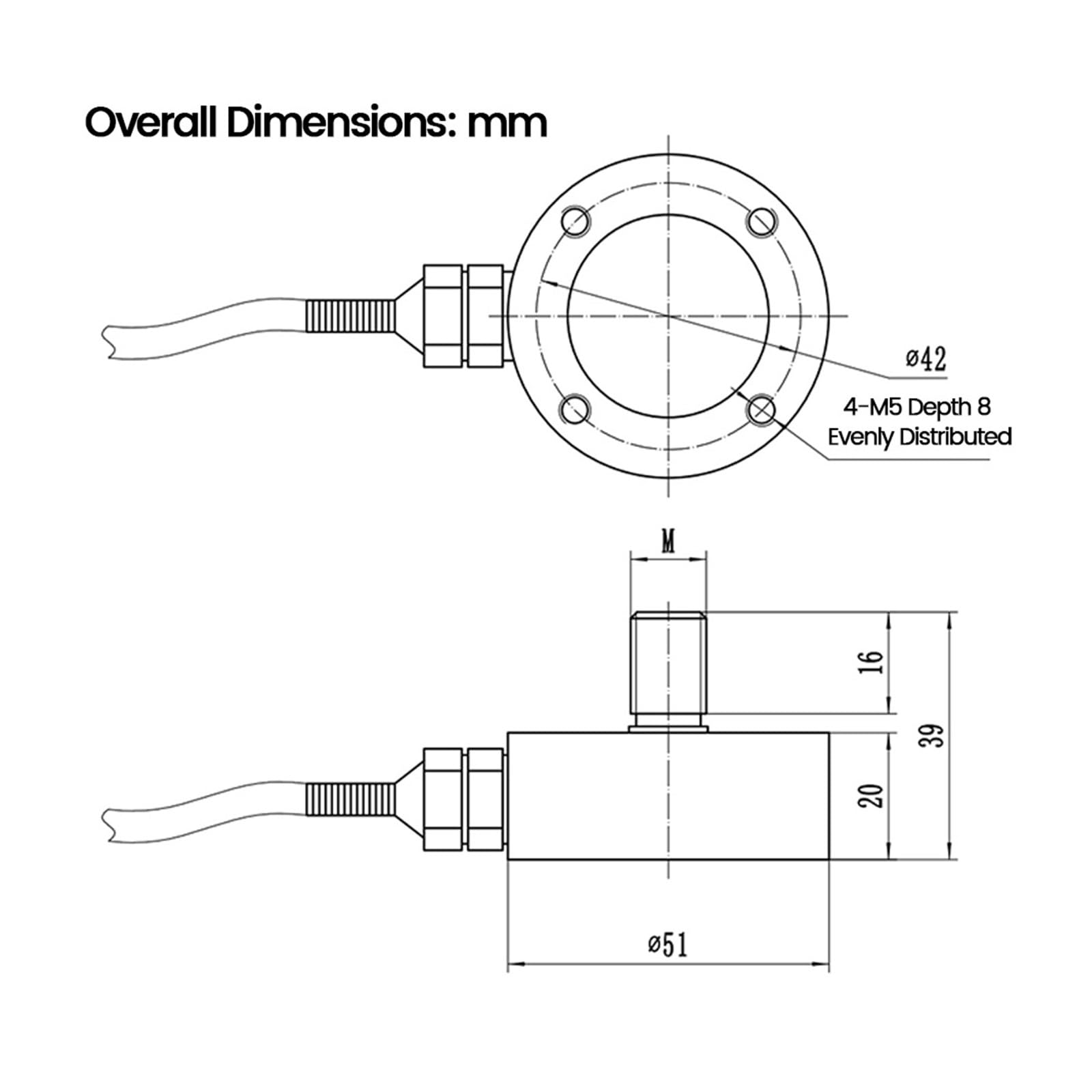 Sensor de Peso, Caja De Diafragma Célula Carga Tensión Medición Fuerza Acero Inoxidable Células Integración Presión Alta Precisión DYMH-104 | 0-3T