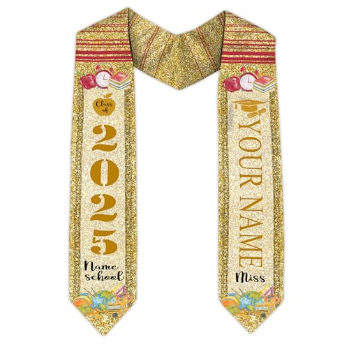 MonkeyVan Custom Class Of 2025 Teacher Graduation Stole, Teacher Graduation Sash, Teacher Pencil Grade Honor Stole Grad 2025 Tc 4