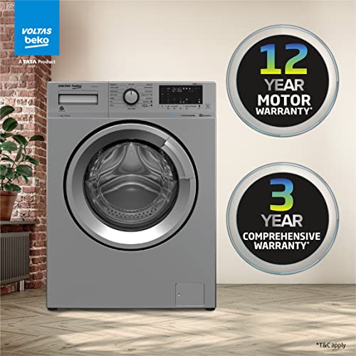 Image of Voltas Beko 7.0kg, Inverter, 5 Star Front Load Washing Machine (WFL7010VTSS, Silver), Steam Wash,Stain Expert
