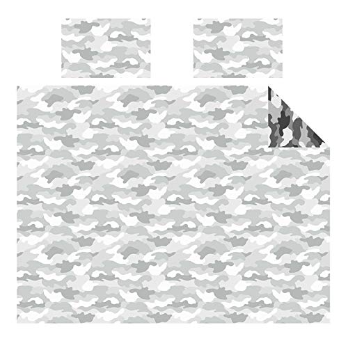 Price Right Home Grey Army Camouflage Reversible Uk Double/Us Full Unfilled Duvet Cover And Pillowcase Set #TOP4
