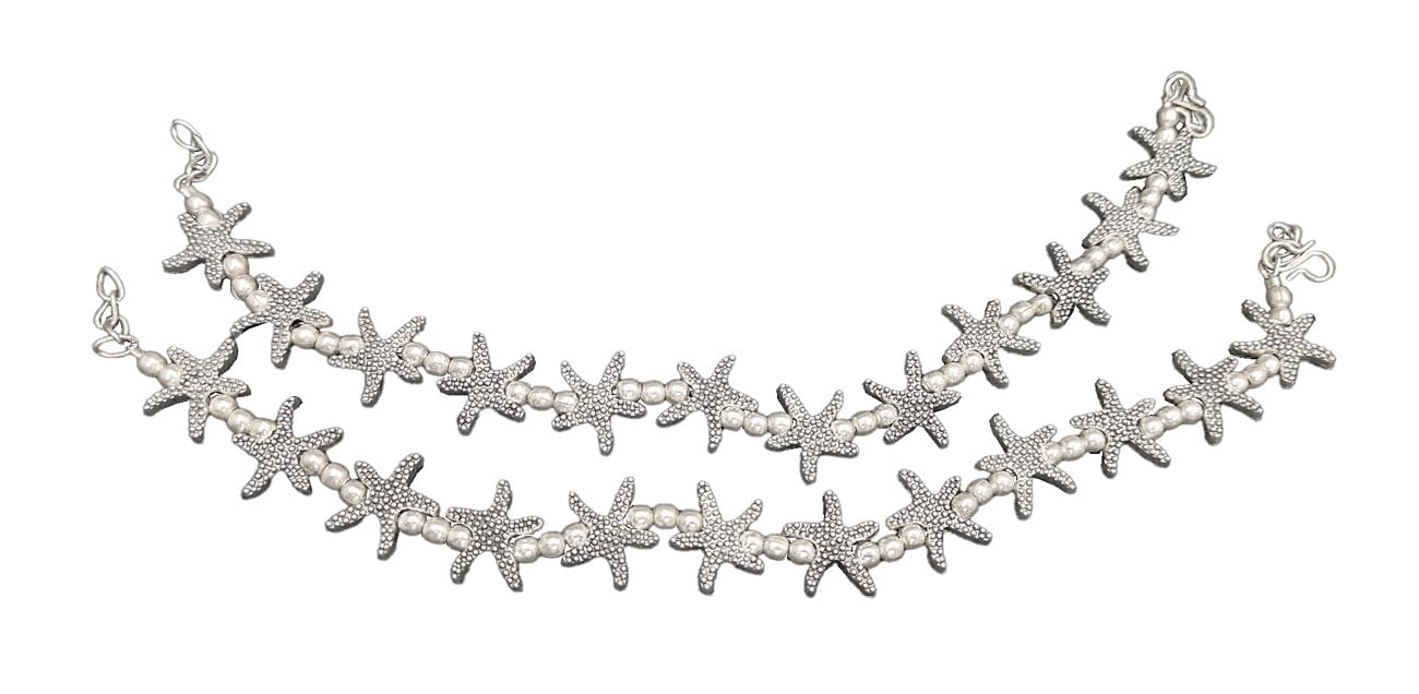 Fuschianet Oxidized Star Payal/Anklet/Pajeb/Payjeb/Painjan/Nazariya/Anklet Bracelet/Pattilu 1 Pair for Women and Girls (B0D2B6KPBR) Amazon Price History, Amazon Price Tracker