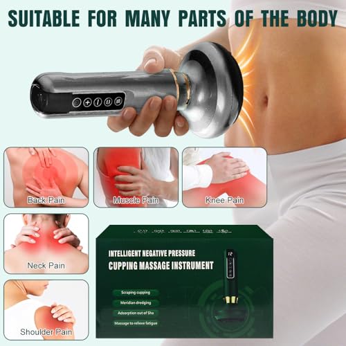 Hasaika® Massaggiatore Elettrico A Coppettazione, Regolazione Della Temperatura Di Aspirazione A 12 Posizioni, Adatto Per Il Massaggio Di Tutto Il Corpo (Grigio) - 5