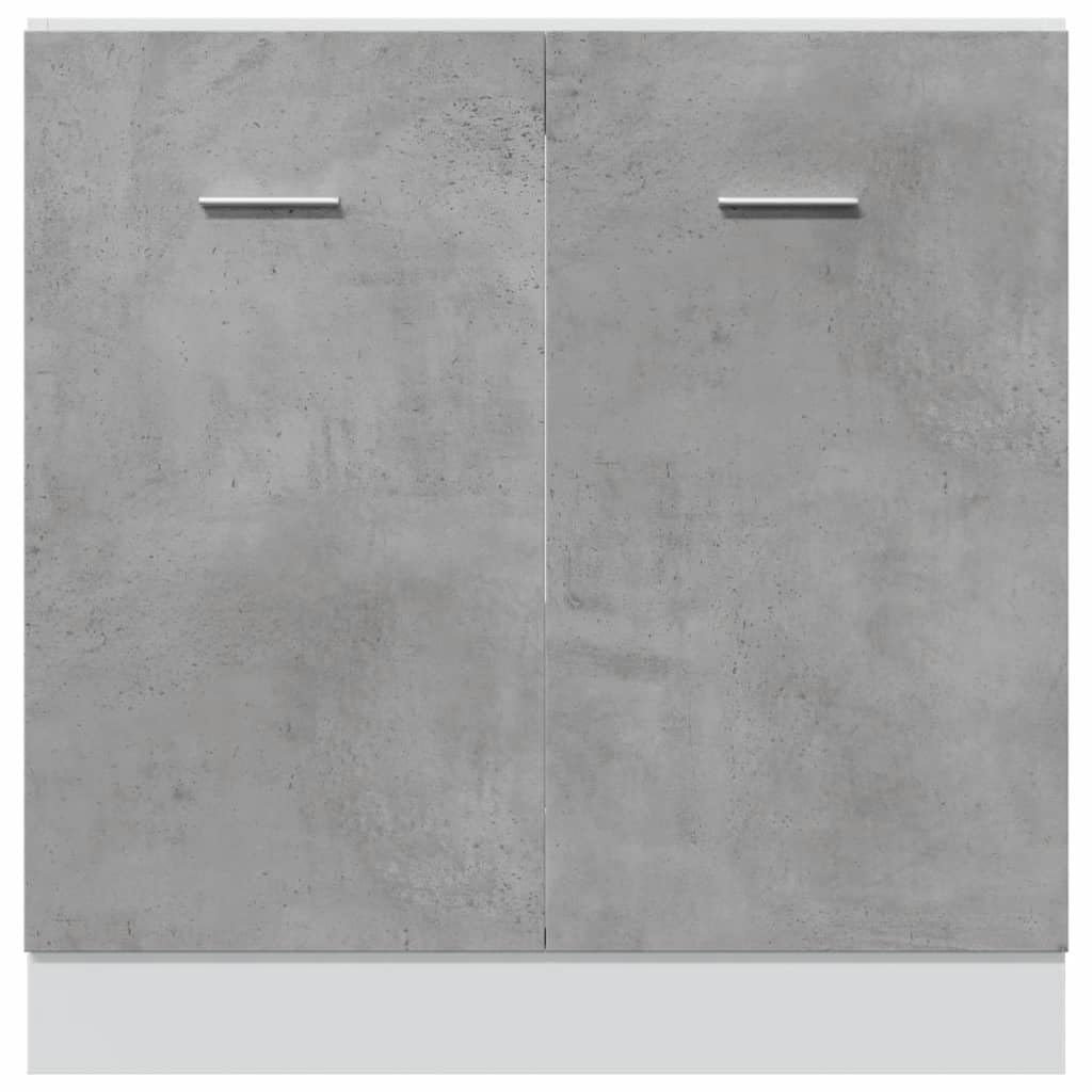 Toshilian - Mueble bajo de cocina, armario de almacenamiento de cocina, armario de piso de fregadero, color gris hormigón, 80 x 46 x 81,5 cm