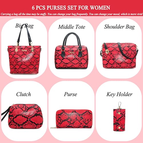 Image of 2E-youth Damen Geldbrsen und Handtaschen Set Tragetasche, Umhngetasche, 5d-red, L