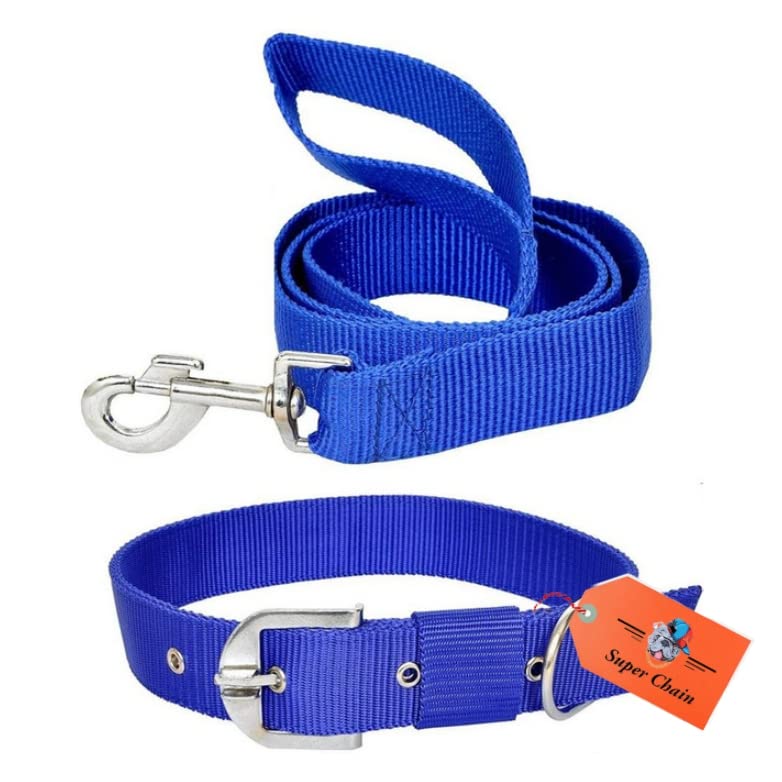 Super Chain Waterproof Premium Export Quality Strong Nylon Everyday Dog Collar Leash Adjustable Durable Training Pet Collars Set for All Type of Breed Dogs (Large, Blue) (B0BFXD2XNG) Amazon Price History, Amazon Price Tracker