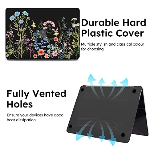 Icasso Compatible With Macbook Air 13 Inch Case 2022 Release A2681 M2 With Liquid Retina Display And Touch Id, Macbook Air M2 Hard Plastic Shell, Tpu Keyboard Skin Cover&Screen Protector(Weeds) #TOP4