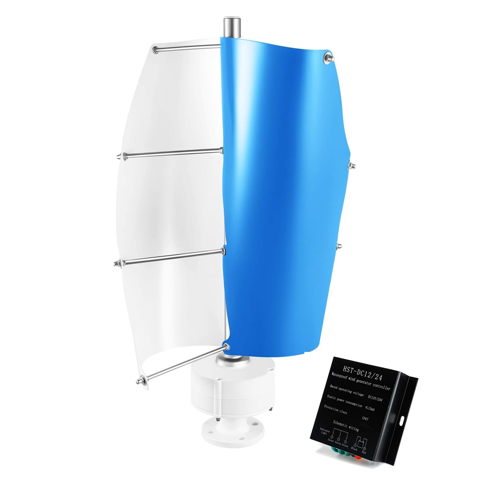 Aerogenerador De Eje Vertical De Levitación Magnética Permanente De 9000 W, 12 V/24 V/48 V/220 V, con Controlador para Jardín, Exteriores E Iluminación Pública (Azul).