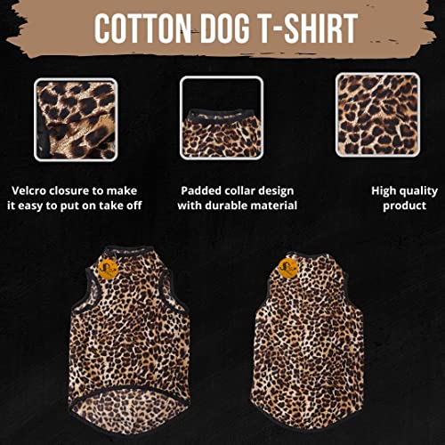 Image of Sage Square Funky Soft Material Dog T-Shirt | Cool /Funky Print Pet | Soft Light Weight | Comfortable & Breathable Dog Clothing | Trendy Vest Outfit (Cheetah Print) (Small - 14inch)