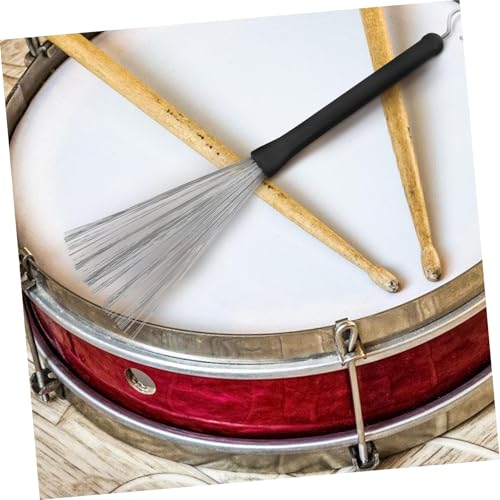 BESPORTBLE 2 piezas Baquetas Retráctiles de Alambre de Acero para Batería con extremos de goma Duraderas para toque de volumen bajo Diseño de loop fácil de usar para bateristas miniatura 4
