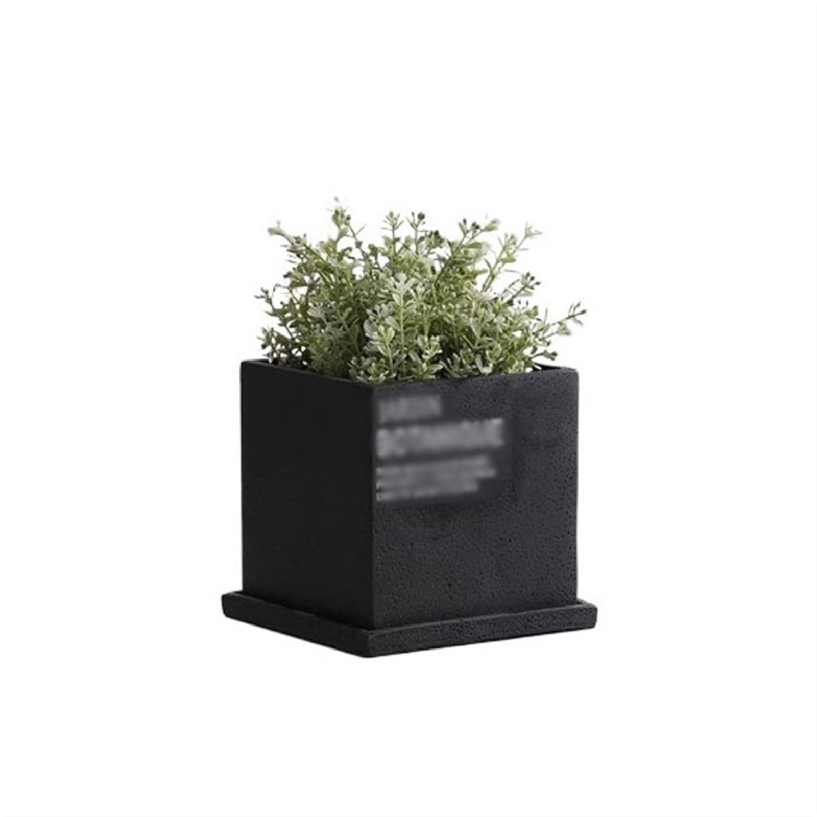 SDA287MZ Cement Planter Simple Creative Succulent Green Square Small Perforated Breathable With Tray Personalized Pots Multifunction(Black,XL)