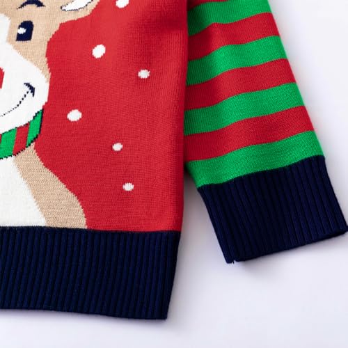 Image of Girl Ugly Christmas Sweater - Boy Double Layer Knitted Reindeer Holiday Xmas Pullover Sweater Kids 2-9 Years Old