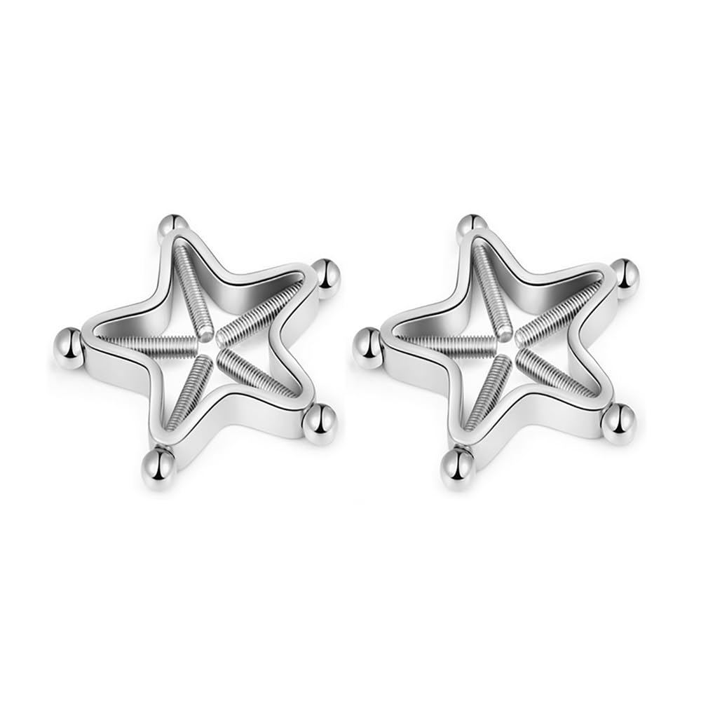 Niaspi Star Fake Nipple Rings for Women Non-Piercing Nipplerings Nipple Clip Barbells 316L Stainless Steel Cute Body Jewelry (): Silver