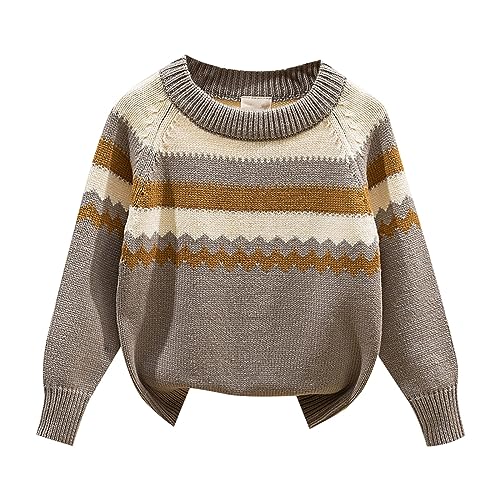 RNTOP Toddler Girls Boys Knit Sweater Pullover Baby Long Sleeve Crewneck Sweatshirt Warm Blouse Soft (Grey, 2-3 Years)