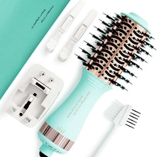 Travel Dual Voltage Hair Dryer Brush Blow Dryer Brush in One,2 Inch Hot Air Brush,Travel Hair...