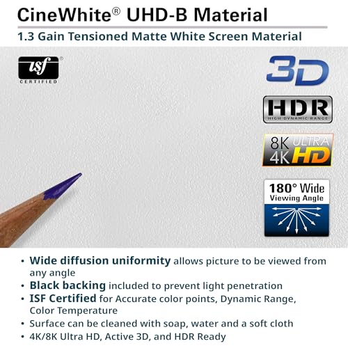 Image of Elite Screens Sable Frame 2, 138 inch Diagonal, 2.35:1, Active 3D 4K Ultra HD Ready Fixed Frame Home Theater Movie Office Presentations Indoor Front Projection Projector Screen, ER138WH2-WIDE, Black