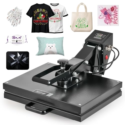 CREWORKS Prensa de Calor 40x50 cm, Maquina de Sublimacion con Panel de Control Digital, Tubos de Calefacción Dual para Camisetas, Almohadas, Máscaras, Alfombrillas para Mouse y Bolsas