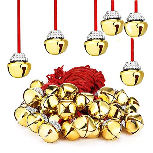 WJBBChristmas Bell Necklaces Large Golden Bell Necklace for Christmas (24 Pieces)