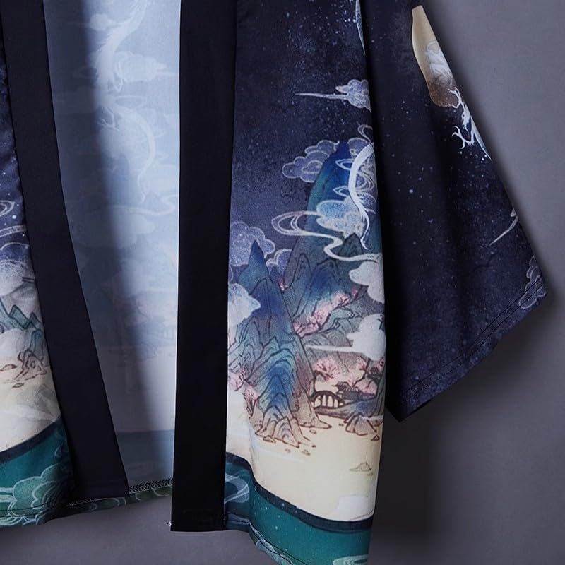 Image of LAI MENG FIVE CATS Women's Floral Print Loose Blouse Japanese Kimono Tops | Puff Sleeve,Cover up Top,Casual Cute Tops,Summer Cardigans 2026