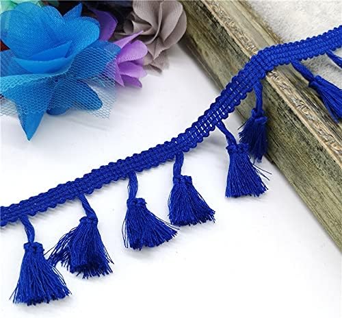 Curtain Tassels，Tassels for Sewing， 2 Yards Lace Trim Sewing Ribbon Tassel Fringe Cotton Ethnic Latin Dress Stage Garment Curtain Decorative DIY(Blue)