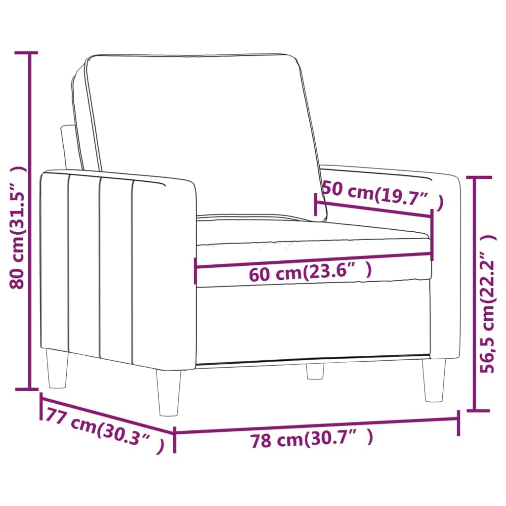 vidaXL Fotel, ciemnoszary, 60 cm, obity aksamitem