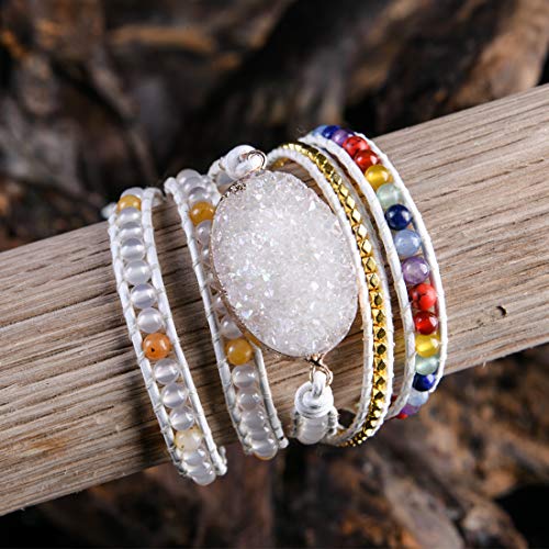 Ygline Boho 5 Wrap Natural Stone Bracelet Handmade Gemstone Beaded Bracelet Jewelry Collection #TOP2