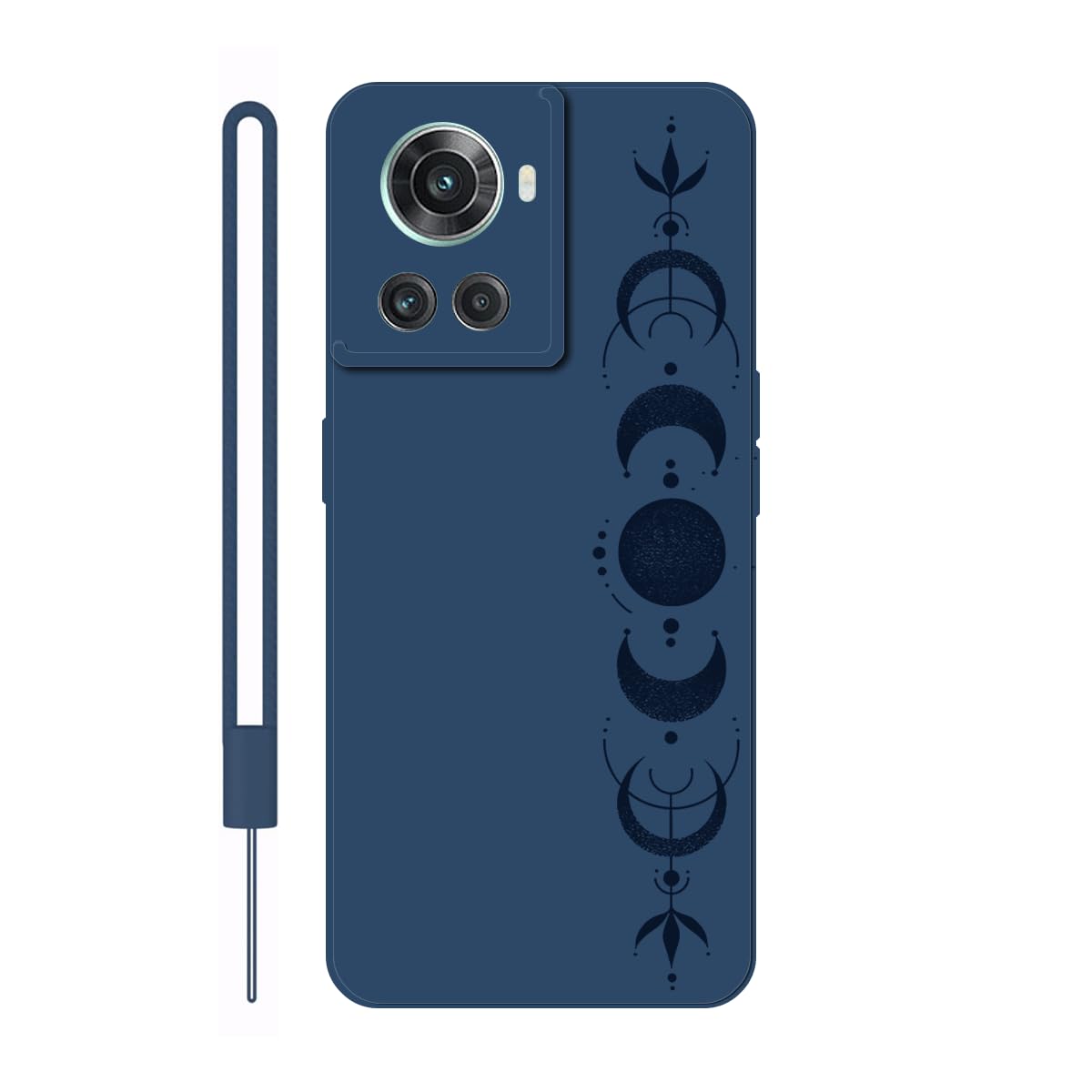 Case compatible with Oneplus Ace/10R, Ultra Slim matte Soft Premium TPU Back Rubber Bumper Protector Patterns Cover(blue)+1 x Phone Lanyard