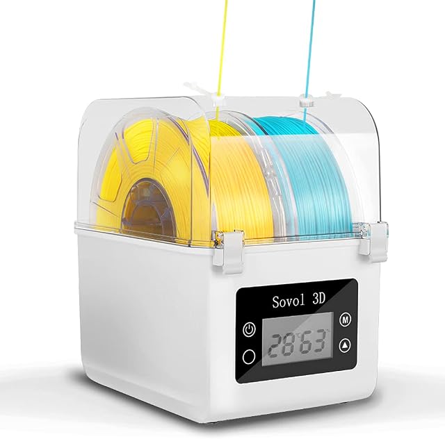 Sovol Upgraded Filament Dryer Box for 3D Filament Dehydrator Heating Storage Box, Filament Spool Holder, Fits for 2 Roll of Filament PLA/ABS/TPU/Other 3D Printing Materials