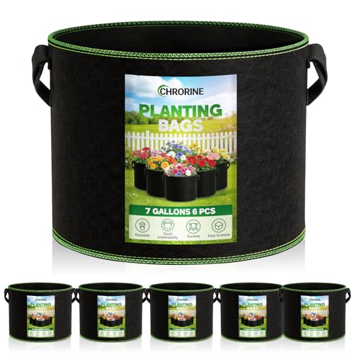 CHRORINE 6 Stück 7-Gallonen-Pflanzsäcke aus Vliesstoff Gefertigt Mit Griff Geeignet zum Anpflanzen von Pflanzen Blumen und Früchten