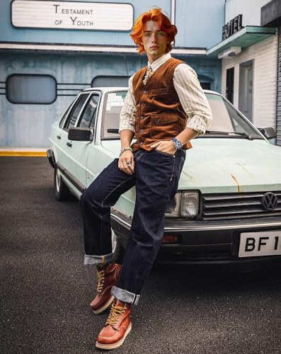 Mens Corduroy Vest Vintage Western Cowboy Waistcoat Slim Fit Casual Business Sleeveless Jackets2