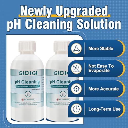 Image of pH Cleaning Solution 250 ml x 2 and pH Electrodes Storage Solution | pH Meter Electrode Conductivity Probe Cleaner