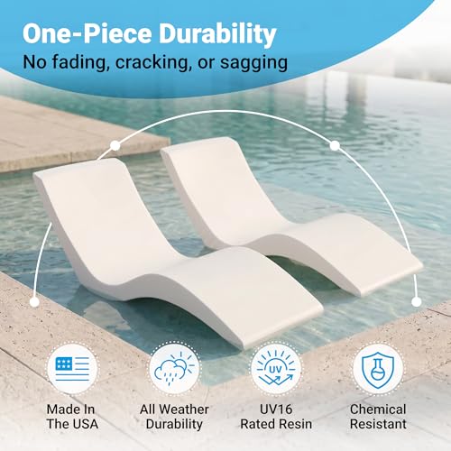 Image of Aqua Outdoors Pool Lounge Chairs, Pool Chairs for in Pool, 9-in Water Depth
