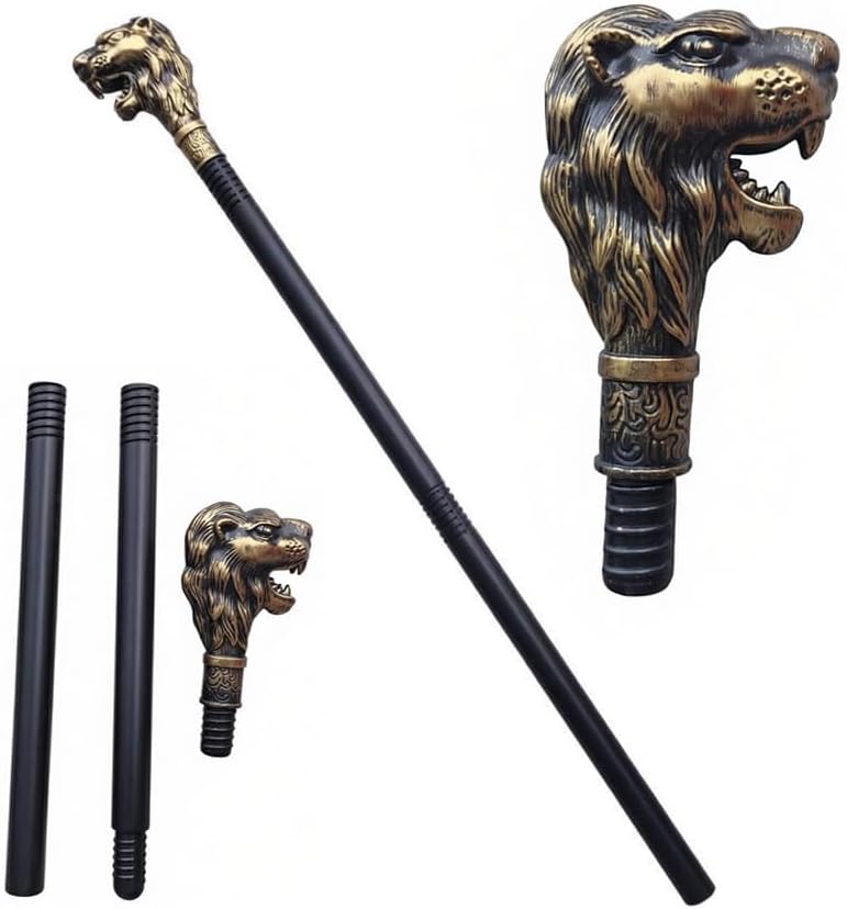 Detachable Lion Scepter, 30 Inch Plastic Lion's Head Staff Wand Walking Stick Cane, Costume Cosplay Prop for Halloween Adult