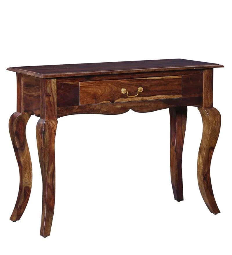 Image of Solid Sheesham Wood Console Table for Living Room Furniture | Hallway Enteryway Console for Home and Office (Natural Brown)