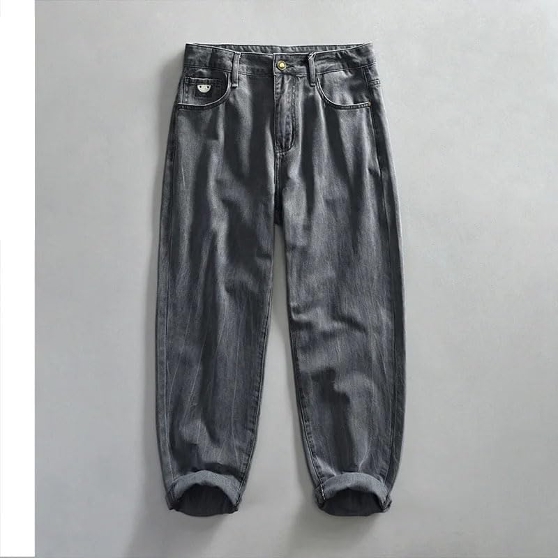 Spring Autumn Vintage Casual Cotton Mens Jeans Washed Soft Loose Straight Streetwear Cargo Pants2