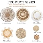 7 Pack Boho Wall Basket Decor - Seagrass Rattan Wicker Wall Decor Round Handmade Hanging Rustic Flat Elegant Wall Art for Farmhouse Living Rooms Bedrooms Display Table Settings Kitchen Home - Image 3
