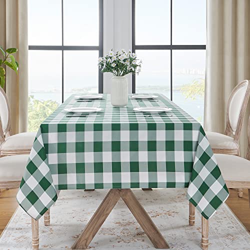 Softalker Spring Checkered Tablecloth Rectangle - Outdoor Waterproof Buffalo Plaid Table Cloth, Stain Resistant Gingham Table Cover for Picnic, Camping, Easter - Hunter Green and White, 54 x 120 Inch by Softalker - Used condition - Image 8