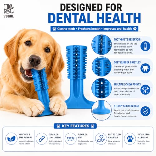 Image of PetVogue Dog Toothbrush Chew Toys Natural Rubber Dog Tooth Cleaner Stick Puppy Dental Care Brushing Toy - FOR SMALL DOGS