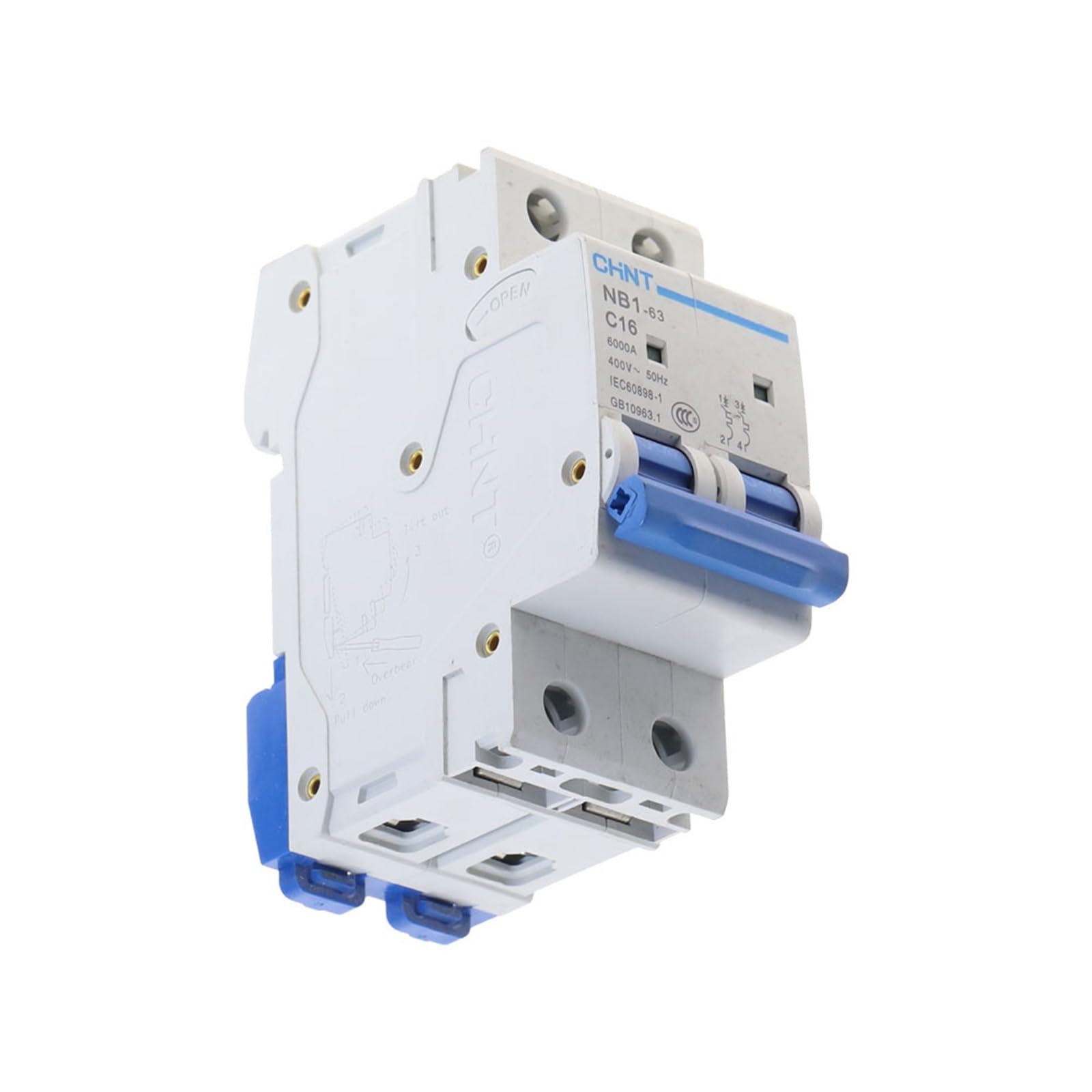NVSFZGIYG 10pcs C Type 2Pole 16Amp 400V 6KA NB1-63 MCB Circuit Breaker