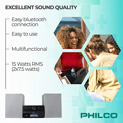 image for Philco Stereo Shelf Systems Tray Loading CD Player with Digital FM Rad