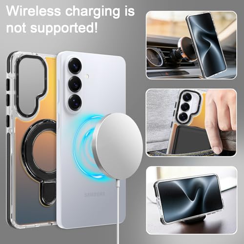 Image of Magnetic for Samsung Galaxy S26 Plus Case with Stand [Compatible with Magsafe] [Cute Fluorescent Design] [1 Screen Protector] Slim Translucent Matte Case for Galaxy S26 Plus 6.7 inch, Black